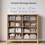 LINSY HOME Fluted Dresser for Bedroom with 8 Drawers, 47" Wide Mid Century Modern Dressers, Tall Boho Chest of Drawers, Large Wood Accent Storage Cabinet for Living Room, Curved Profile Design, Oak