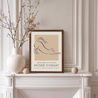 Poster Master Vintage Poster - Retro Minimalist Print - Gift for Artist, Housewarming - Cat, Line Drawing, Sketch, Abstract - Wall Decor for Living Room, Bedroom, 8x10 Brown Framed