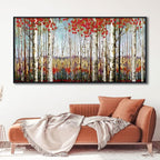 Mofutinpo Large Framed Wall Decor canvas Red Leaves White Birch Tree Wall Art For Living Room bedroom rustic kitchen Modern painting Artwork 29x58 Large Size Black Framed