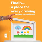 Kids Art Frames 8.5x11, Front Opening Artwork Display Frame for Kids’ Creations – White Changeable Frame Holds 250+ Pieces, Show & Store Kids Art, Crafts, and 3D Projects, Easy Wall Hanging