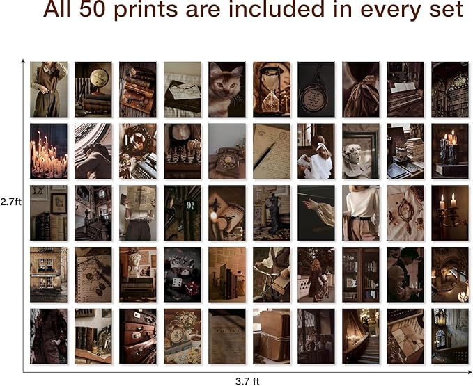 Y2K BOO Dark Academia Wall Collage Kit - 50 Classic & Mysterious 4"x6" Photos for Dorm Decor, Gift for Teen Girls & College Students, Vintage Classic Themes, Ideal for Birthdays & Holidays