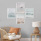 SIGNWIN Framed White Nautical Ocean Sea Beach Grass Seagull Wall Art, Set of 4 Landscape Colorful Wall Decor Prints, Nature Wilderness Wall Décor for Living Room, Bedroom - 8"x10" White