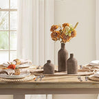 Ceramic Vase Home Table Decor - Brown Flower Vase Set of 3 Living Room Kitchen Decorations Farmhouse Modern Rustic Vases Decorative Centerpiece for Shelf Bedroom Office Bathroom Dining Coffee Desk
