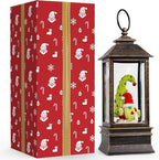 10'' Christmas Gnomes Snow Globe Lantern Lighted Santa Elf Musical Water Lantern Swirling Glittering Home Decoration and Gift, Battery Operated or USB Powered