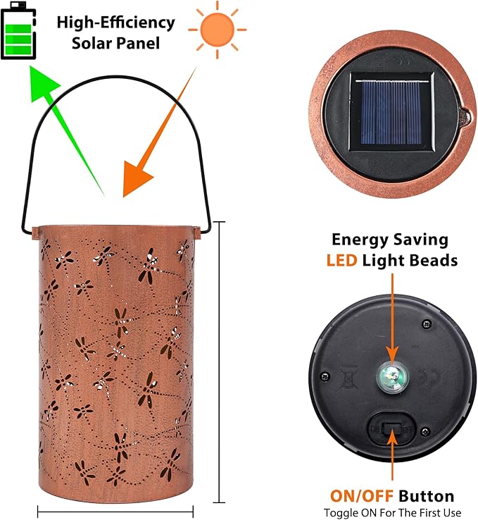 Solar Lanterns Outdoor Waterproof, Dragonfly Birthday Gifts for Women Men, Hanging Solar Lantern for Yard, Patio, Porch, Backyard, Landscape, Garden Decor