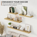 40 Inch Floating Shelves, 8 Inch Deep Floating Shelves for Wall, Hanging Shelf with Invisible Brackets, Deep Shelves for Bathroom, Bedroom, Living Room, Oak, Set of 2