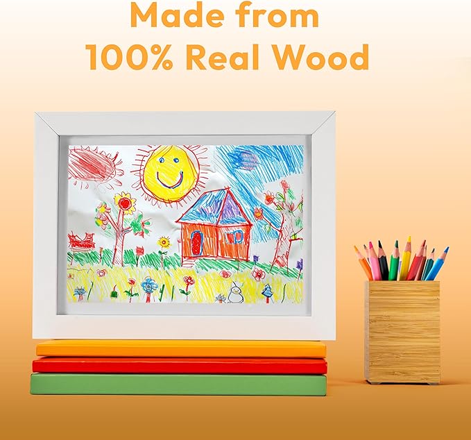 Kids Art Frames 8.5x11, Front Opening Artwork Display Frame for Kids’ Creations – White Changeable Frame Holds 250+ Pieces, Show & Store Kids Art, Crafts, and 3D Projects, Easy Wall Hanging