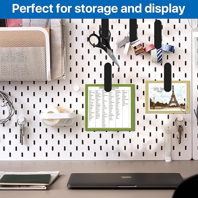 Black Pegboard Clips, 20 Pcs Metal Pegboard Accessories Clips, Pegboard Clips for Hanging Photos, Pegboard Attachment Clips for Kitchen, Bathroom, Living Room, Office