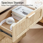 3 Drawer Dresser for Bedroom, Mid Century Modern Closet Dressers Chest of Drawers, Fluted Wood Wide Nightstand Storage Dresser with Drawers for Living Room, Dressing Room, Entryway, Hallway, Natural