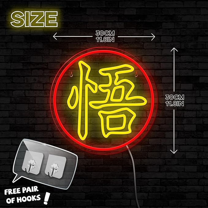 Anime Neon Sign, LED Light, Red, Lemon Yellow, 11.8 x 11.8 inches, Wall Art, Bedroom, Game Room, Gift