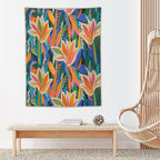 ICMOLYYENLO Boho Green Leaves Tapestry, Mid Century Abstract Tropical Palm Leaves Modern Minimalist Geometric Wall Hanging, Neutral Home Decor Art for Living Room Bedroom Dorm 60x60 Inch