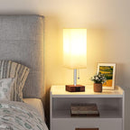 aooshine Red Brown Small Table Lamp for Bedroom - 3 Color Temperature 3000K 5000K 4000K Bedside Lamp, Pull Chain Control, USB A and C Ports, Pure Gold Color Base, Bulb Included