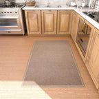 Area Rug with Non Slip Rubber Backing, Washable Soft Floor Carpet for Living Room, Kitchen, Entryway Indoor, Bedroom, Laundry, Low Pile Area Rugs, Solid Color with Pointillism Style, 3 * 5 ft Brown