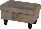 Ottoman Rectangular Storage Ottoman Bench, Flannel Footrest Stool Footstool with Lid for Living Room, Bedroom, Entryway, Brown, 28.5"x19"x17.5"