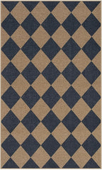 Lahome Checkered Easy Jute Entryway Rug, 3x5 Washable Area Rugs for Living Room Outdoor Patio, Non Slip Blue Indoor Door Mat Checkerboard Throw Carpet for Entry Front Door Guestroom Deck