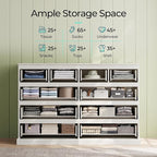 LINSY HOME 10 Drawer Dresser for Bedroom, 53" Wide Chest of Deep Drawers, Modern Farmhouse Wood Dressers with Storage, Large Drawer Organizer for Bedroom, Living Room, Handless Design, White