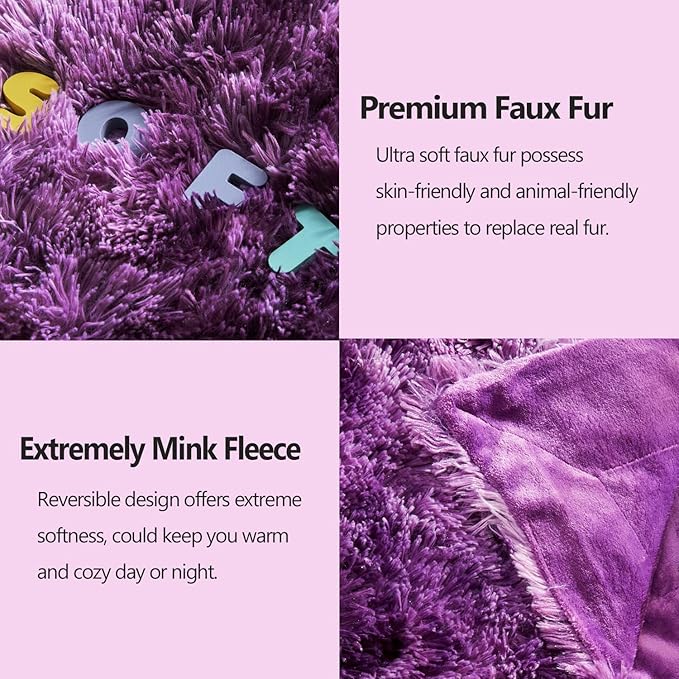 GONAAP Fuzzy Faux Fur Throw Blanket Queen Size Tie-dye Violet Purple Super Soft Cozy Plush Fuzzy Shaggy Blanket for Couch Sofa Bed (Tie-dye Violet Purple, Queen(90"x90"))