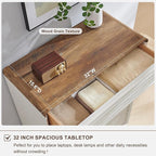 RedLemon 5 Drawers Dresser for Bedroom, 48'' Tall Mid Century Modern Wood Fluted Dresser, Chest of Drawers with Tapered Leg for Bedroom, Living Room, Hallway, Closet,Antuique White