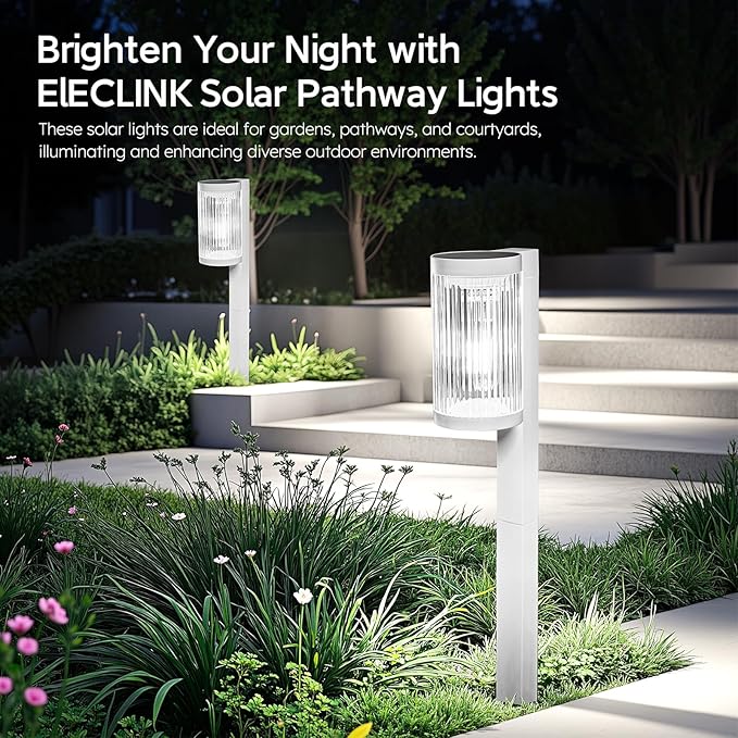 Solar Pathway Lights Outdoor, 2 Pack Upgraded Outdoor Solar Lights for Outside Super Bright Up to 12Hrs, IP65 Waterproof Solar Garden Lights for Yard Landscape Path Walkway Decoration(Cool White)