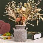 Quoowiit Ceramic Rustic Farmhouse Vase, Distressed Decorative Flower Vases for Home Decor, Ideal Shelf Decor, Boho Vase for Living Room Bedroom Kitchen Office Centerpiece Table Decorations