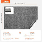 VEVOR Non-Slip Resistant Rug Pad, Protective Cushioning Carpet Pad, 2'x8' (7.875' Actual), 1/4" Thick, Dual Surface, Polyester Felt + Latex, 1-2㎡ Area Carpet Padding Rug Cushion for All Floors, Gray
