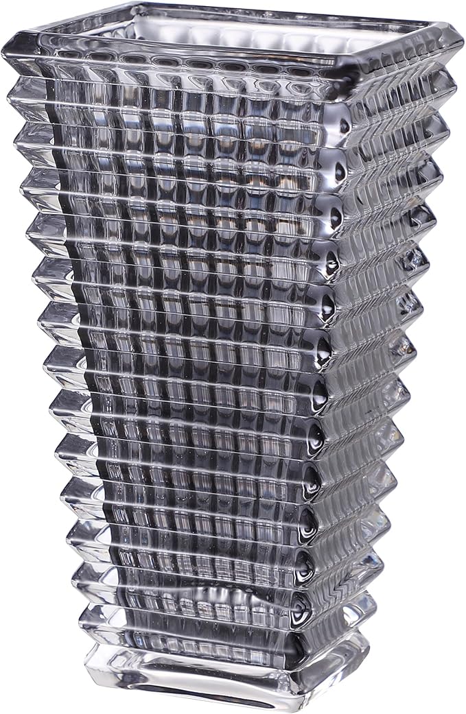 MCMCNCUIU Crystal Vase, Large Crystal Vases for Flowers, Black Large Flower Vase, Modern Glass Vases for Living Room, Bedroom, Kitchen, Dining Table, Mantle, Wedding, 9 Inches