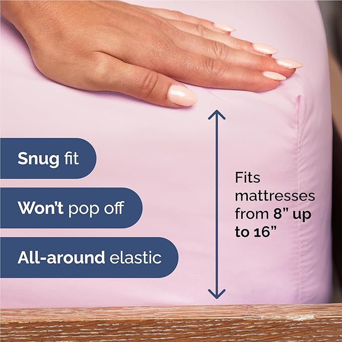 Full Sheets Set 6 Piece - Includes 4 Pillowcases - Bed Sheets Full Size - Soft Hotel Luxury Bedding - Cooling, Comfy, Cozy & Breathable - 1 Flat & 1 Fitted & 4 Pillowcases w/ Deep Pockets - Light Pink