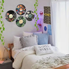HK Studio Hippie Decor, Posters for Room Aesthetic - Botanical Wall Art, Record Decor, 4pcs 12"