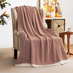 MIULEE Fall Rust Super Soft Throw Blanket for Bed, Twin Size Cozy Fluffy Warm Blankets Knit Blankets for Couch, Sofa, Chair, Living Room, Camping, Picnic, 60 x 80 inch