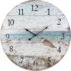 Young's Inc Wood Sand Piper Wall Clock - Wall Clocks for Living Room Decor - Functional and Decorative Beach, Lake, and Farmhouse Wall Clock - 23" W x 23" H