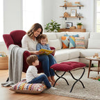 Lazy Chair and Ottoman, Large Accent Lounge Chair with Armrests and a Side Pocket, Modern Leisure Upholstered Sofa Reading Armchair with Footrest for Bedroom, Living Room, Dorm Rooms, Office