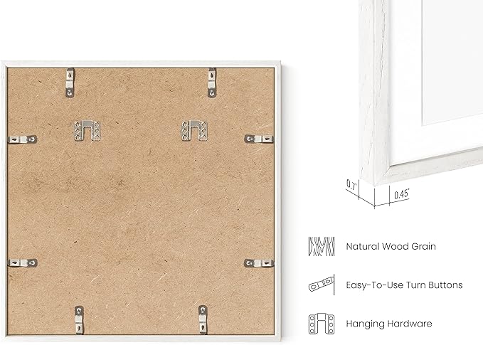 HAUS AND HUES Square Picture Frames - Set of 15, Wooden 16x16 Frames with Mat, White Oak Finish