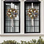 WANNA-CUL 24 inch Large Farmhouse Fall Wreath Decor for Front Door with White Pumpkin,Cotton,Lamb's Ear and Eucalyptus Leaves,Harvest Door Wreath for Autumn or Thanksgiving Decorations