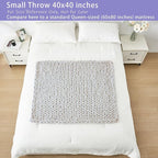 Bigacogo Chunky Knit Throw Blanket for Couch, 40x40 inches, 100% Hand Knitted with Thick Jumbo Chenille Yarn, Cozy Soft Large Rope Knot Cable Crochet Blankets for Sofa Bed Living Room, White