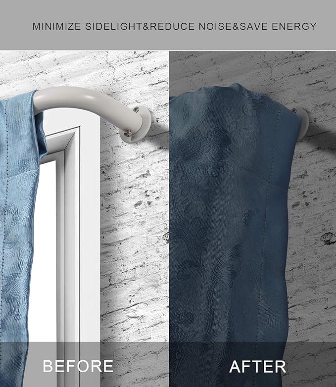 Room Darkening Curtain Rod, Wrap Around Design, Extra-Thick 1-Inch Diameter Single Drapery Rod, Extendable Metal Rod Set for the Blackout Curtains and Sheer (White, 84-120")