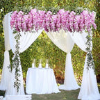 4PCS Artificial Wisteria Hanging Flowers 40'' Tall Lush Fake Wisteria Flowers for Floor Vases Silk Flowers for Wedding Arch Ceremony Window Box Home Garden Backdrop Decoration (Purplish Red)