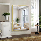 YIROMAN Bathroom Mirror 60"x40", Large Brushed Gold Bathroom Mirror for Over Sink with Aluminum Frame, Rectangular Vanity Mirror with Right Angle, Wall Mirror Hangs Horizontal or Vertical