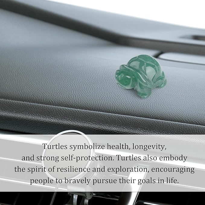 QINJIEJIE Travel Turtle Figurines for Women Best Travel Gifts for Travelers Men Green Aventurine Crystal Healing Crystals Sea Turtle Lovers Office Desk Decor Good Luck Gifts for Traveling Abroad