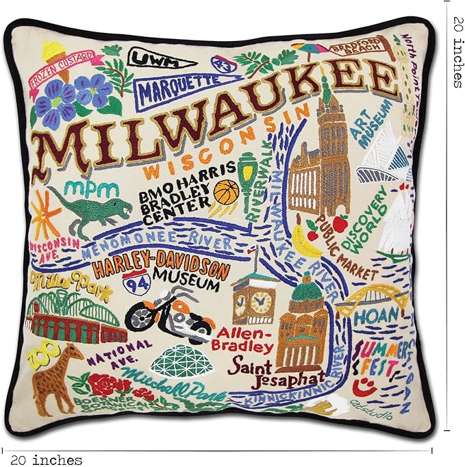 Catstudio Milwaukee Embroidered Decorative Throw Pillow