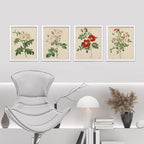 SIGNWIN Framed Vintage Colorful Wildflower Wall Art, Set of 4 Variety Floral Wall Decor Prints, Nature Wilderness Wall Décor for Living Room, Bedroom - 8"x10" White