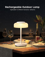 QiMH Battery Operated LED Table Lamp, 5000mAh Rechargeable Cordless Lamp, Stepless Dimmable Touch Control, Small Waterproof Desk Night Light for Living Room, Bedroom, Outdoor Bar (White)