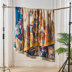 100% Muslin Throw Blanket for Couch, Butterfly and Floral Double Embroidery Summer Throw Blanket 60"x80" for Bed, Chair, Woven Cotton Reversible Mexican Blanket