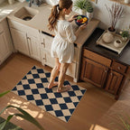 Lahome Checkered Easy Jute Kitchen Rug, 2x3 Front Door Mat Non Slip Washable Neutral Area Rug, Farmhouse Diamond Non Shedding Low Pile Floor Carpet for Entryway Porch Doorway