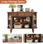 47'' Fluted Sideboard Buffer Cabinet with Drawer, Modern Credenza Storage Cabinet, Bar Cabinet Console Table with Tambour Sliding Side for Living Dining Room Kitchen Hallway Entryway, Walnut