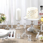 Mumufy 6 Pcs Glass Crystal Taper Candle Holders Clear Glass Candlestick Holder Fit 0.8 Inch Candles Crystal Decorative Candle Stand Centerpiece Table Wedding Dining Party (Simple,Clear)