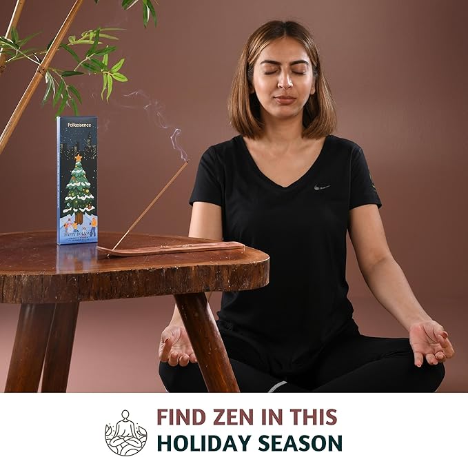 Folkulture Incense Sticks | Pack of 75 Natural and Non Toxic Incents for Meditation & Spiritual Practice at Home | Organic Aromatherapy Box Inscents-Sticks (Happy Holidays)