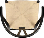 Tomile Solid Wood Wishbone Chair Y Chair Mid-Century Armrest Dining Chair, Hemp Seat (Ash-Black Frame + Natural Cord)