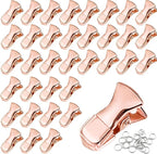 35 Pack Mini Metal Alligator Clips for Crafts Non-Slip Silicone-Coated Retro DIY Badge Small Clips (Glossy Rose Gold)