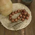 OMISHE Extra Large Wood Bead Garland Brown with 1.6" Diameter Wooden Beads and Tassels, 41" Long Rustic Farmhouse Country Decorative Beads for Home Tiered Tray Decor, Brown