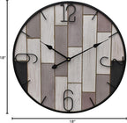 18" Metal Frame Number Multi-Color Mosiac Brown Wooden Wall Clock (Muti-Brown, 18 inch)